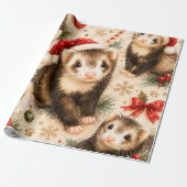 Speelse Fret Kerstcadeauverpakking Cadeaupapier (Uitgerold)