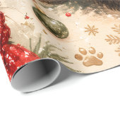 Speelse Fret Kerstcadeauverpakking Cadeaupapier (Rol Hoek)