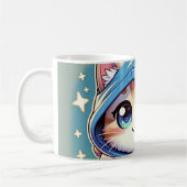 Speelse gamer kat in een gezellige omgeving koffiemok (Links)