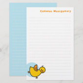 Speelse Geel Baby Duck Blue Dot Kind dank u Briefpapier (Voorkant / Achterkant)