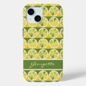 Speelse Geel Groen Citroen Limoen Monogram Naam Case-Mate iPhone Case (Achterkant)