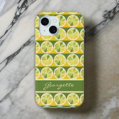 Speelse Geel Groen Citroen Limoen Monogram Naam iPhone 15 Case