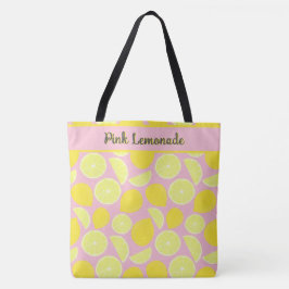 Speelse Geel Roze Tropische Lemon Art Tote Bag