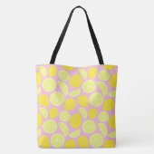 Speelse Geel Roze Tropische Lemon Art Tote Bag (Achterkant)