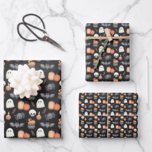 Speelse Geesten en Pompoenen Halloween Inpakpapier Vel