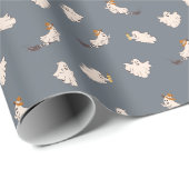 Speelse geesten Halloween patroon Cadeaupapier (Rol Hoek)