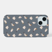 Speelse geesten Halloween patroon iPhone 15 Case (Achterkant horizontaal)