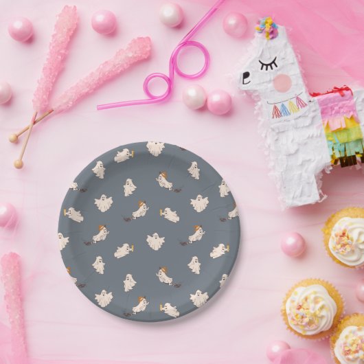 Speelse geesten Halloween patroon Papieren Bordje (Feest)