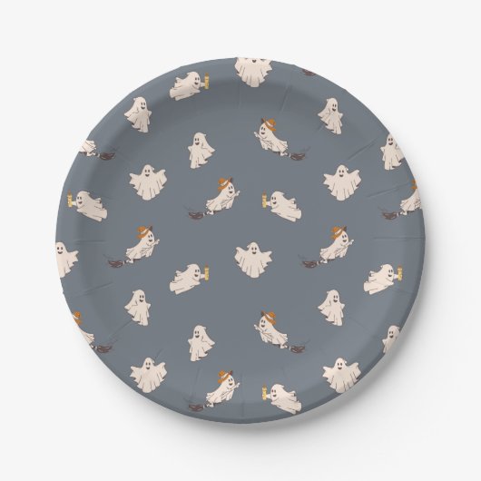 Speelse geesten Halloween patroon Papieren Bordje (Voorkant)