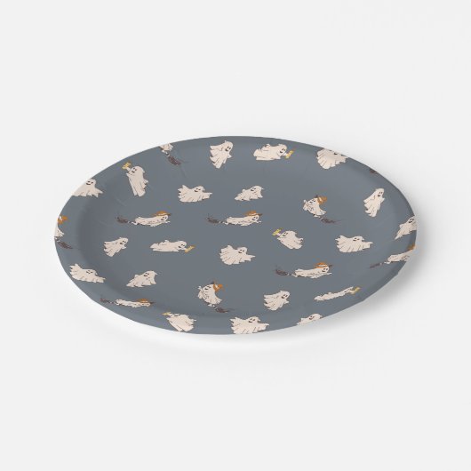 Speelse geesten Halloween patroon Papieren Bordje (Gekanteld)