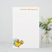 Speelse Gele Baby Eend Blauwe Stip Kinderen Bedank Briefpapier (Staand voorkant)
