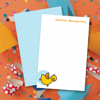 Speelse Gele Baby Eend Blauwe Stip Kinderen Bedank Briefpapier