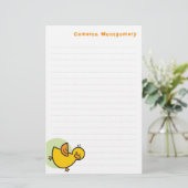 Speelse Gele Baby Eend Groene Stip Kinderen Bedank Briefpapier (Staand voorkant)