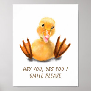 Speelse Gele Eendje Knipoog Poster Glimlach