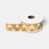 Speelse Gele Glitter Geest Pompoen Design Satijnen Lint (Spoel)