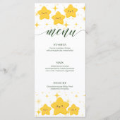 Speelse gele ster thema partij menu platte kaart (Voorkant)