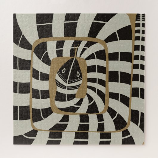 Speelse geometrische Abstracte streep Snake | Neut Legpuzzel (Horizontaal)