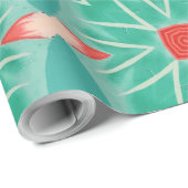 Speelse geometrische patroon op blauwe achtergrond cadeaupapier (Rol Hoek)