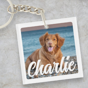 Speelse Gepersonaliseerde Hondenliefhebber Foto Pe Sleutelhanger