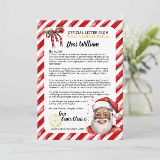 Speelse Gepersonaliseerde Leuk Kinderbrief Aan Sin Feestdagenkaart (Staand voorkant)