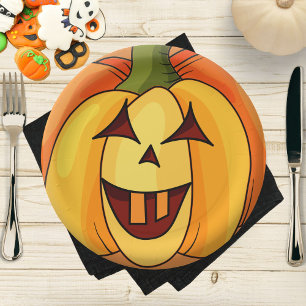 Speelse gesneden pompoen Halloween Party Paper Bor Papieren Bordje