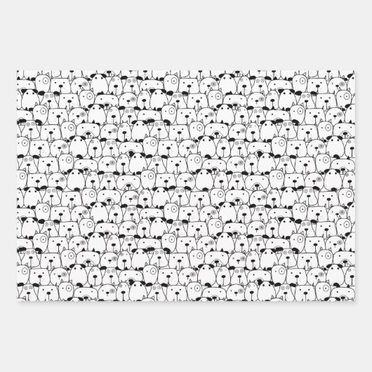 Speelse Gestapelde Honden Inpakpapier Vel (Voorkant 3)