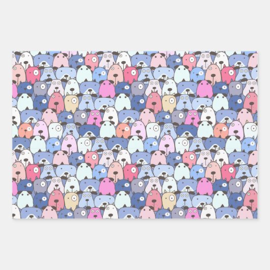 Speelse Gestapelde Honden Inpakpapier Vel (Voorkant)