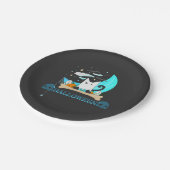 Speelse Ghost Cat Haunts Halloween Nacht Papieren Bordje (Gekanteld)