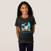 Speelse Ghost Cat Haunts Halloween Nacht T-shirt (Voorkant volledig)