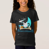 Speelse Ghost Cat Haunts Halloween Nacht T-shirt (Voorkant)