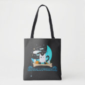 Speelse Ghost Cat Haunts Halloween Nacht Tote Bag (Voorkant)