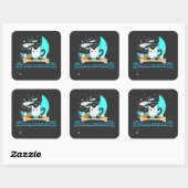 Speelse Ghost Cat Haunts Halloween Nacht Vierkante Sticker (Vel)