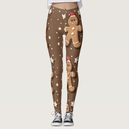 Speelse Gingerbread Man Patroon op Bruin Leggings