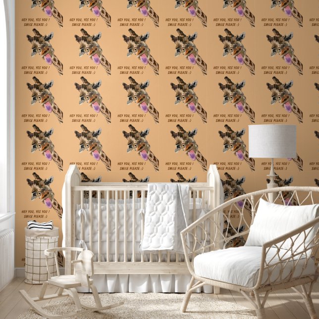 Speelse Giraffe Aangepaste Tekst Grappig Behang (Kinderen)