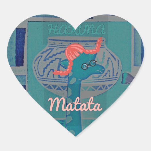 Speelse Giraffe Art: een Afrikaans genot Hart Sticker (Voorkant)