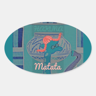 Speelse Giraffe Art: een Afrikaans genot Ovale Sticker