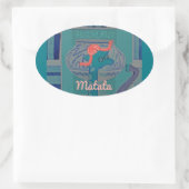 Speelse Giraffe Art: een Afrikaans genot Ovale Sticker (Tas)