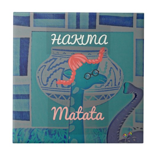 Speelse Giraffe Art: een Afrikaans genot Tegeltje (Voorkant)