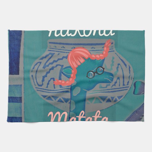 Speelse Giraffe Art: een Afrikaans genot Theedoek (Horizontaal)