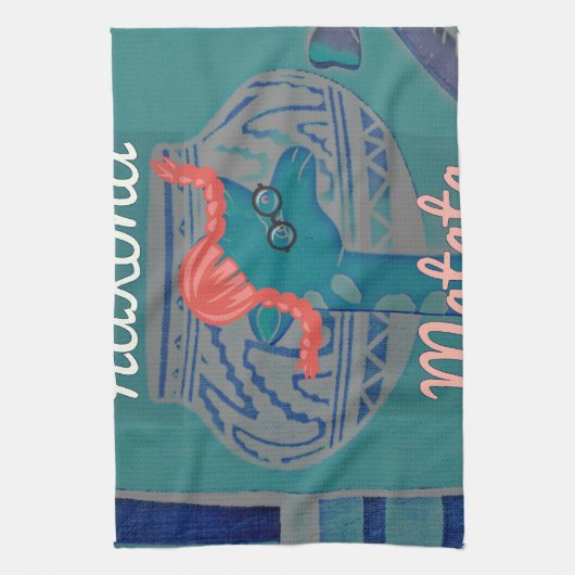 Speelse Giraffe Art: een Afrikaans genot Theedoek (Verticaal)