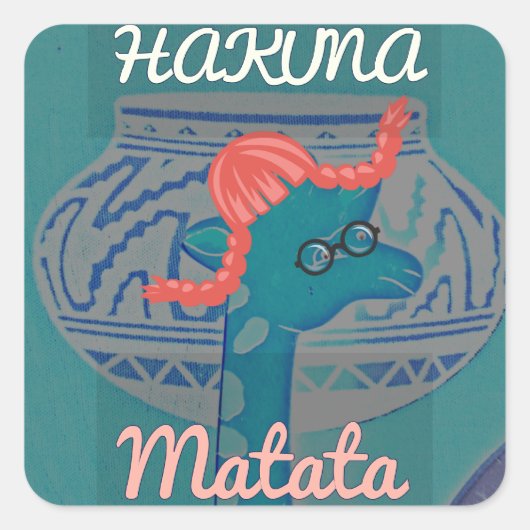 Speelse Giraffe Art: een Afrikaans genot Vierkante Sticker (Voorkant)