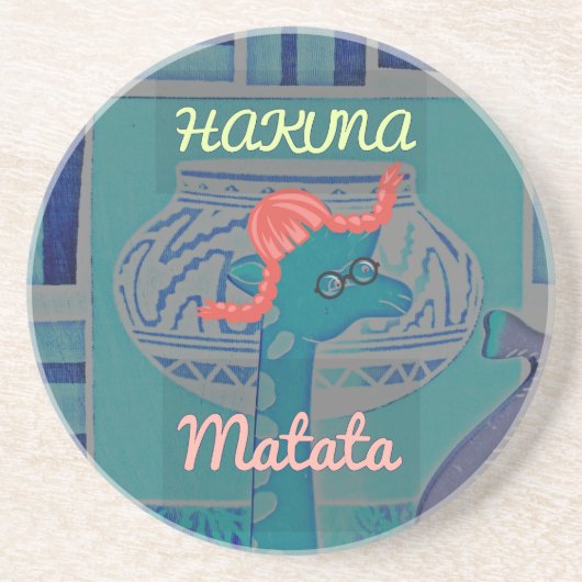 Speelse Giraffe Art: een Afrikaans genot Zandsteen Onderzetter (Voorkant)