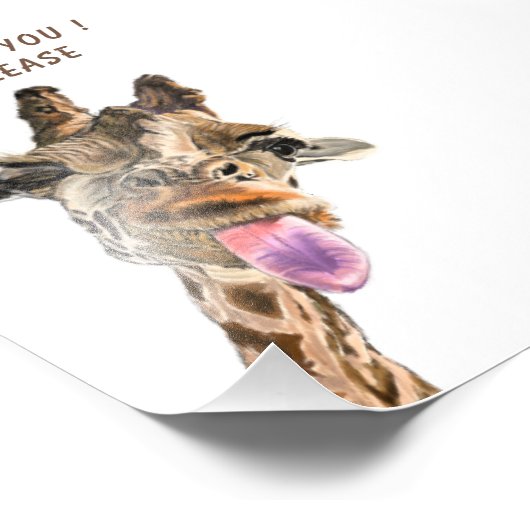 Speelse Giraffe Custom Text Funny Poster Print (Hoek)