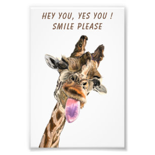 Speelse Giraffe Custom Text Funny Poster Print