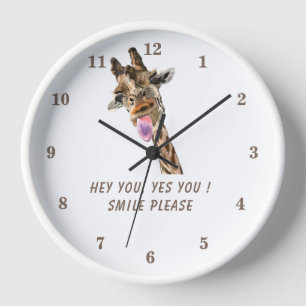 Speelse Giraffe Funny Clock Gift - aangepaste teks