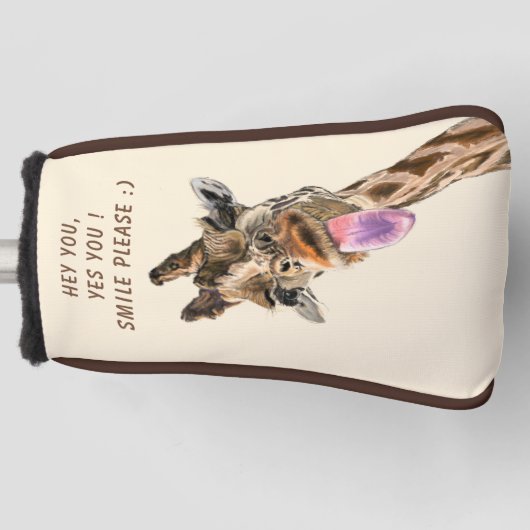 Speelse Giraffe Funny Golf Head Hoesje Aangepaste  Golfheadcover (Voorkant)
