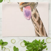 Speelse Giraffe Funny Kitchen Handdoek (Gevouwen)