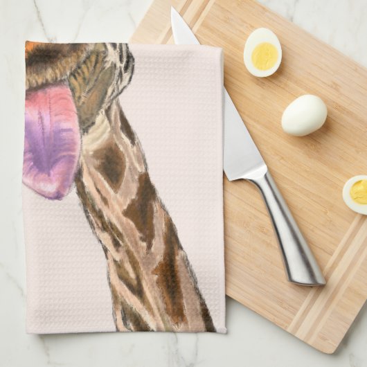 Speelse Giraffe Funny Kitchen Handdoek (Quarter Fold)