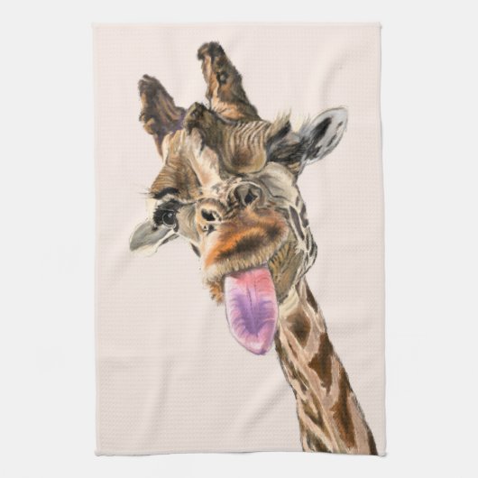 Speelse Giraffe Funny Kitchen Handdoek (Verticaal)