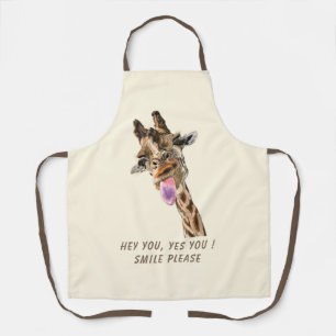 Speelse Giraffe Funny Schort Glimlach - Aangepaste